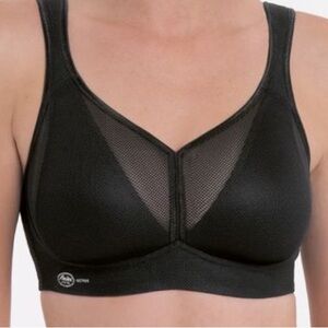 ANITA Size 42D Black Air Cooled Wireless Sports Bra